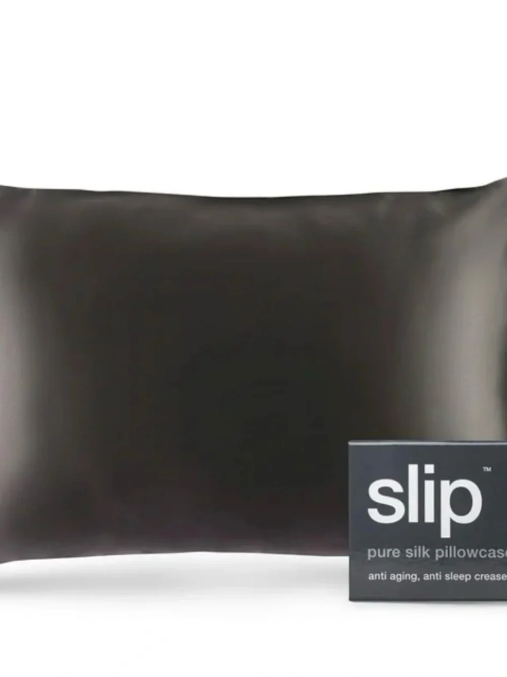 Slip brand Charcoal Silk Pillowcase with Embroidered Logo